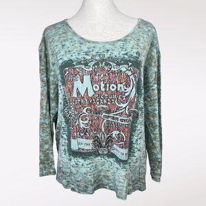 Faded Glory Graphic Tee XL 3/4 Sleeve Y2K Distressed Size XL